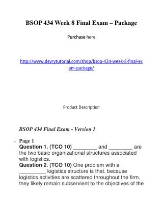 BSOP 434 Week 8 Final Exam – Package