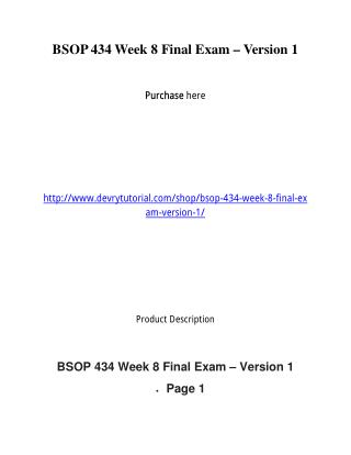 BSOP 434 Week 8 Final Exam – Version 1