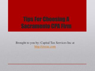 Tips For Choosing A Sacramento CPA Firm