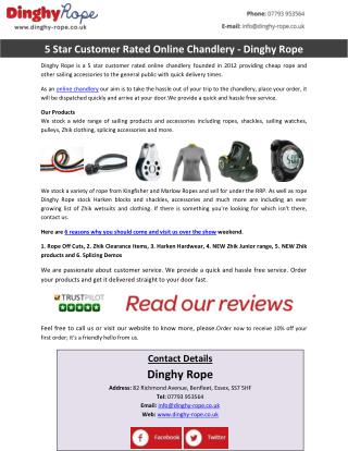 5 Star Customer Rated Online Chandlery - Dinghy Rope