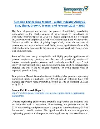 Genome Engineering Market Research Report by Geographical Analysis and Forecast to 2023