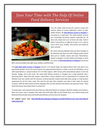 Save your time with the help of online food delivery services