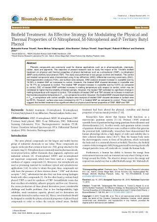 Biofield Treatment: An Effective Strategy for Modulating the Physical and Thermal Properties of O-Nitrophenol, M-Nitroph