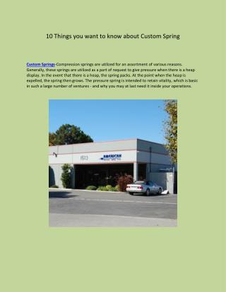 Custom Springs- American Precision Spring Corp