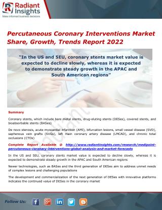 Percutaneous Coronary Interventions Market Trends and Analysis, Outlook 2022