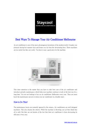 Best Ways to Manage Your Air Conditioner Melbourne