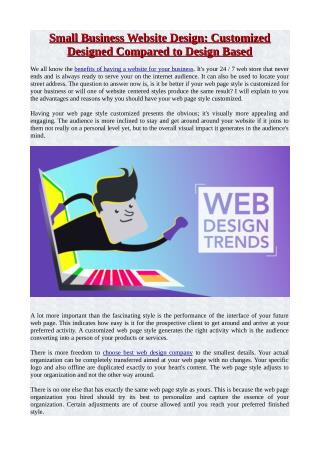 Small Business Website Design: Customized Designed Compared to Design Based