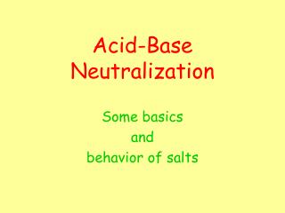 Acid-Base Neutralization