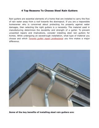 4 Top Reasons To Choose Steel Rain Gutters