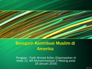 Kontribusi Muslim di Amerika