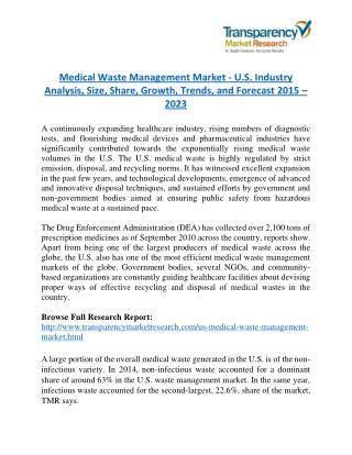 Medical Waste Management Market Research Report by Geographical Analysis and Forecast to 2023