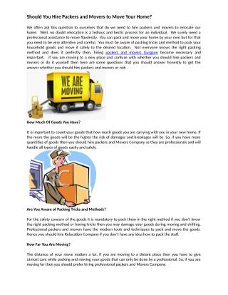 Should You Hire Packers and Movers to Move Your Home?