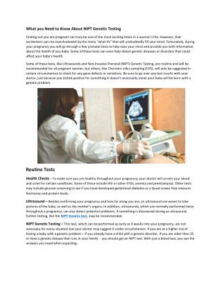 What you Need to Know About NIPT Genetic Testing