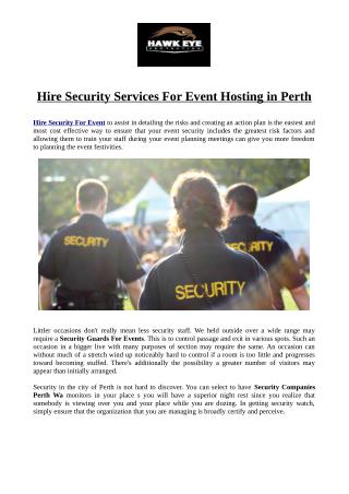 Hire Security Services For Event Hosting in Perth
