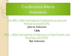 Conferences In Indonesia