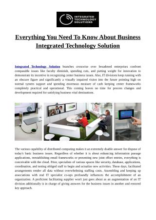 Everything You Need To Know About Business Integrated Technology Solution