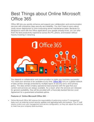 Best Things about Online Microsoft Office 365