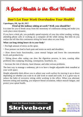 Don’t Let Your Work Overshadow Your Health!