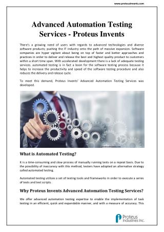 Advanced Automation Testing Services - Proteus Invents