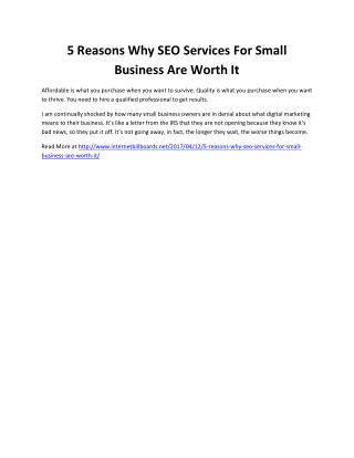 5 Reasons Why SEO Services For Small Business Are Worth It