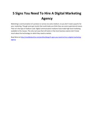 5 Signs You Need To Hire A Digital Marketing Agency
