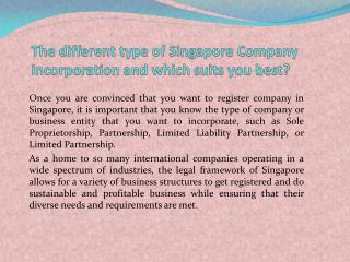 Different types of companies and which singapore company incorporation is best