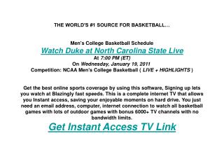 Duke at North Carolina State live streaming | Men's College