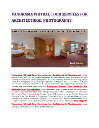 Panorama Virtual Tour Services for Architectural Photography