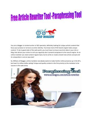 Free Article Rewriter Tool -Paraphrasing Tool