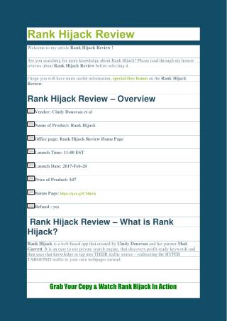 Rank Hijack Review