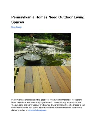 Pennsylvania Homes Need Outdoor Living Spaces