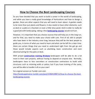 How to Choose the Best Landscaping Courses