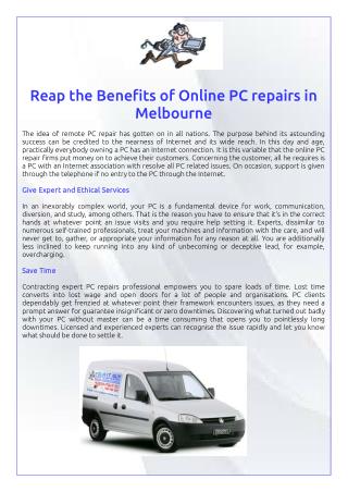Reap the Benefits of Online PC repairs in Melbourne