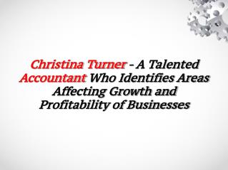 Christina Turner - A Talented Accountant Who Identifies Areas Affecting Growth and Profitability of Businesses