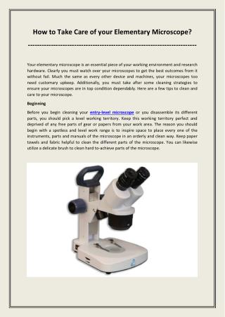 How to Take Care of your Elementary Microscope?