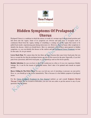 Hidden Symptoms Of Prolapsed Uterus