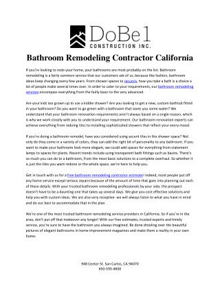 Home Remodeling Services - Dobel Construction