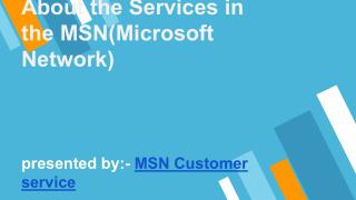 About the Services in the MSN(Microsoft Network)