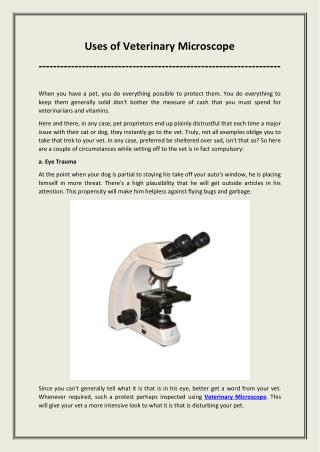 Uses of Veterinary Microscope