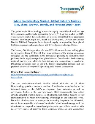 White Biotechnology Market Research Report Forecast to 2024