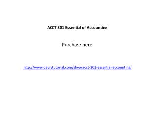 ACCT 301 Essential of Accounting