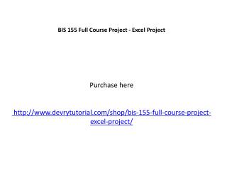 BIS 155 Full Course Project - Excel Project