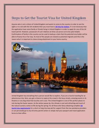 Steps to Get the Tourist Visa for United Kingdom