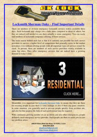 Locksmith Sherman Oaks – Find Important Details