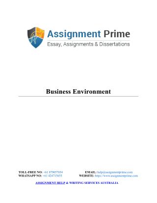 Business Environment Assignment Sample - Assignment Prime Australia