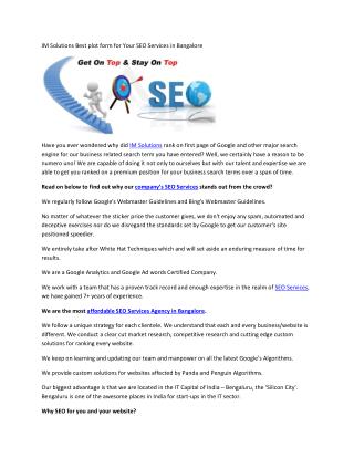 IM Solutions Best plot form for Your SEO Services in Bangalore