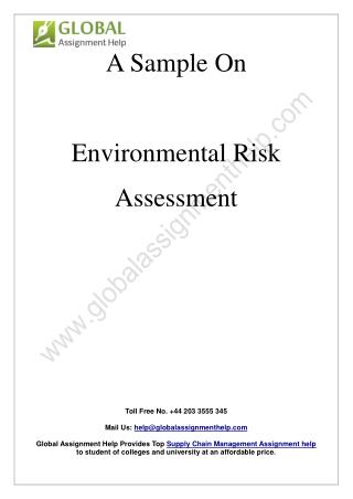 Sample Report on Environmental Risk Assessment by Global Assignment Help