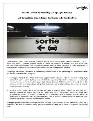 Lessen Liability by Installing Garage Light Fixtures