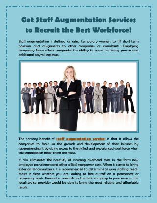 Get Staff Augmentation Services to Recruit the Best Workforce!