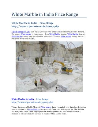 White Marble in India – Price Range
